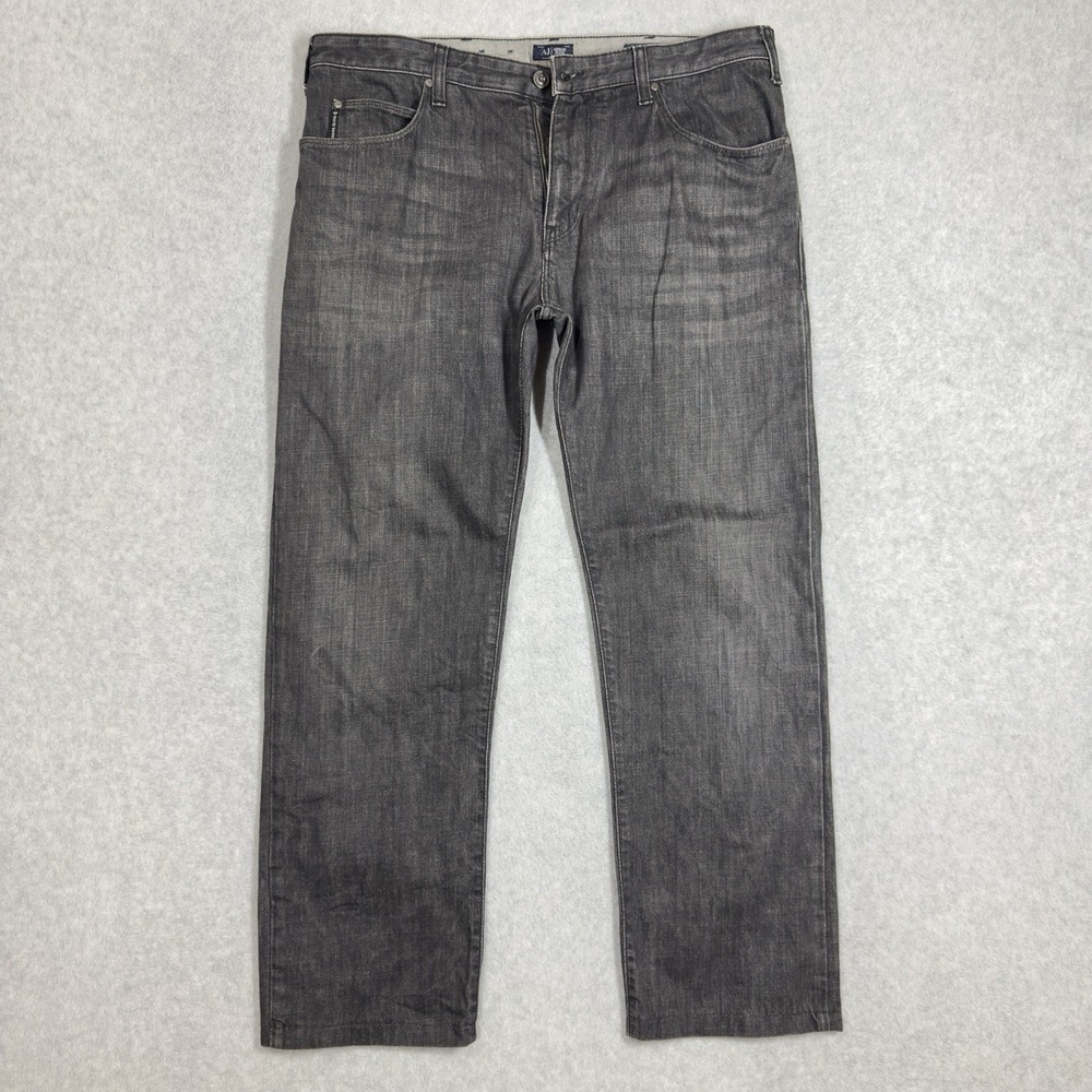 Armani Jeans AJ Mens 36x30 Black Regular Straight Fit Giorgio Armani J45 READ